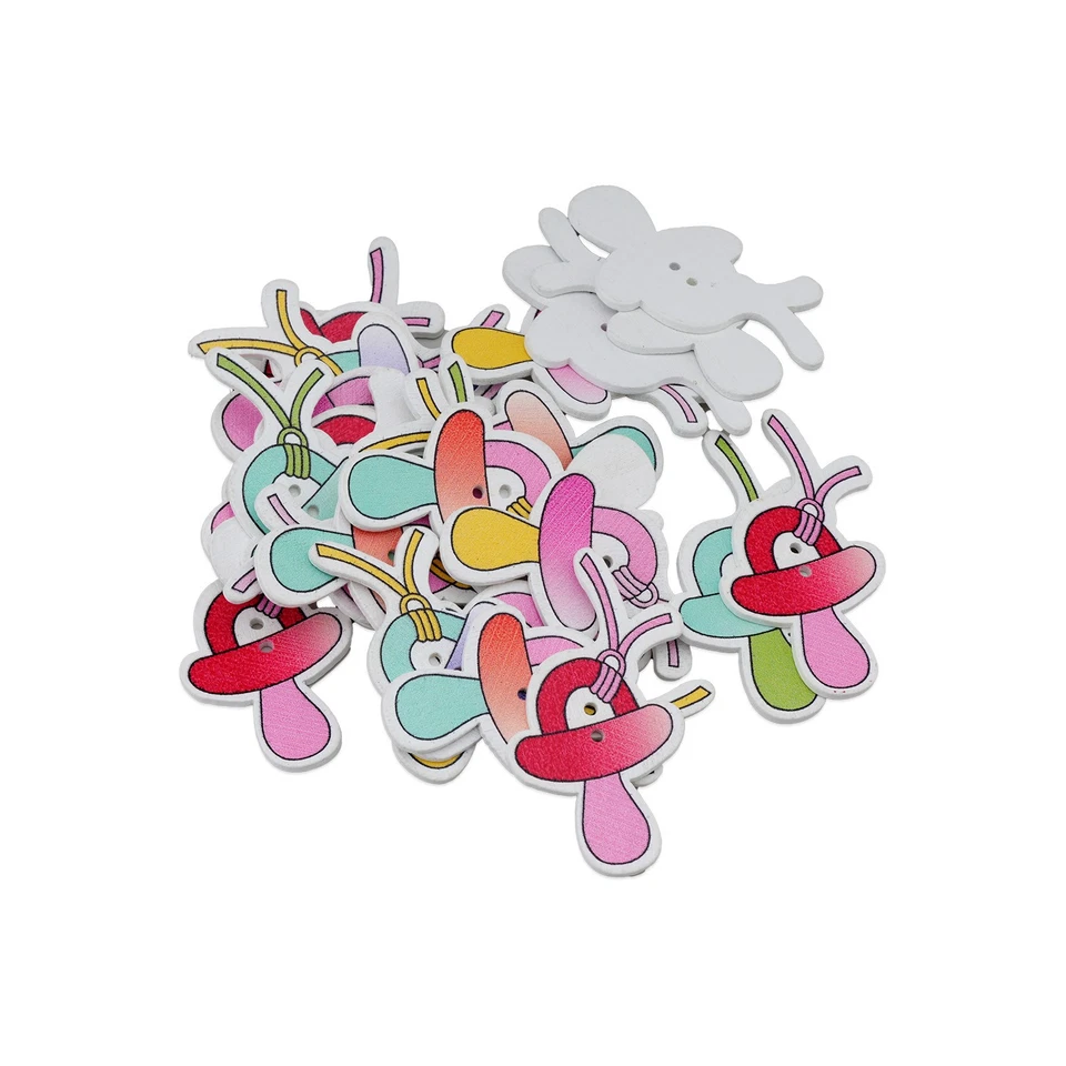 30pcs Pacifier Wooden Buttons Colorful & Fun for DIY Crafts Accessories 49x30mm - Image 3 of 4