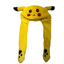 Pikachu Plush Hat Long Ear Flap Pok mon Costume Anime Cosplay Kids Adult