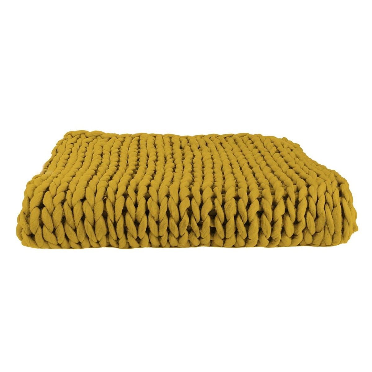 Plaid maille chunky jaune couverture anti-stress douce et anti-pilling