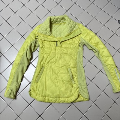 Lululemon what the fluff pullover Goose down Clarity Yellow size 4