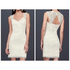 DB Studio Davids Bridal White Lace Formal Dress Womens Size 12 Event Wedding