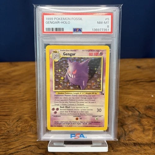 1999 POKEMON FOSSIL #5 GENGAR-HOLO PSA 8