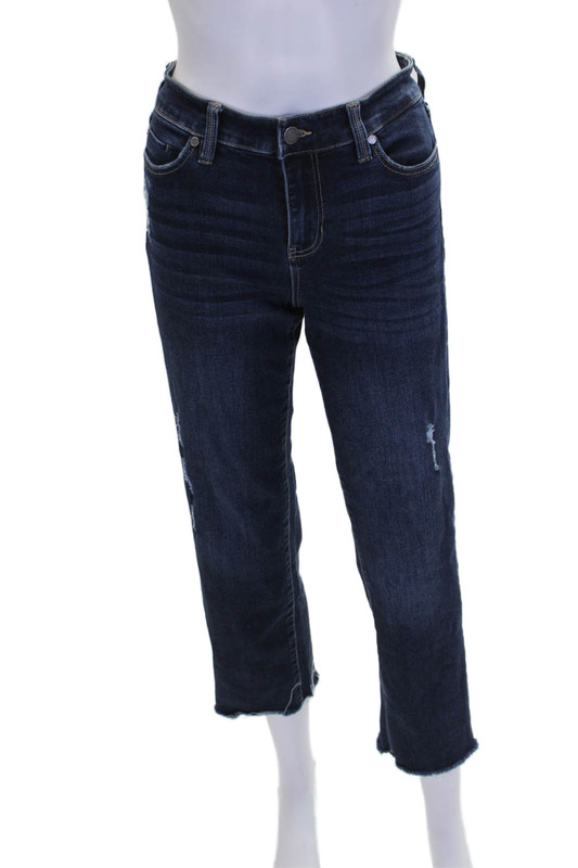 Liverpool Los Angeles Womens Cotton Blend Distressed Tapered Jeans Blue Size 6