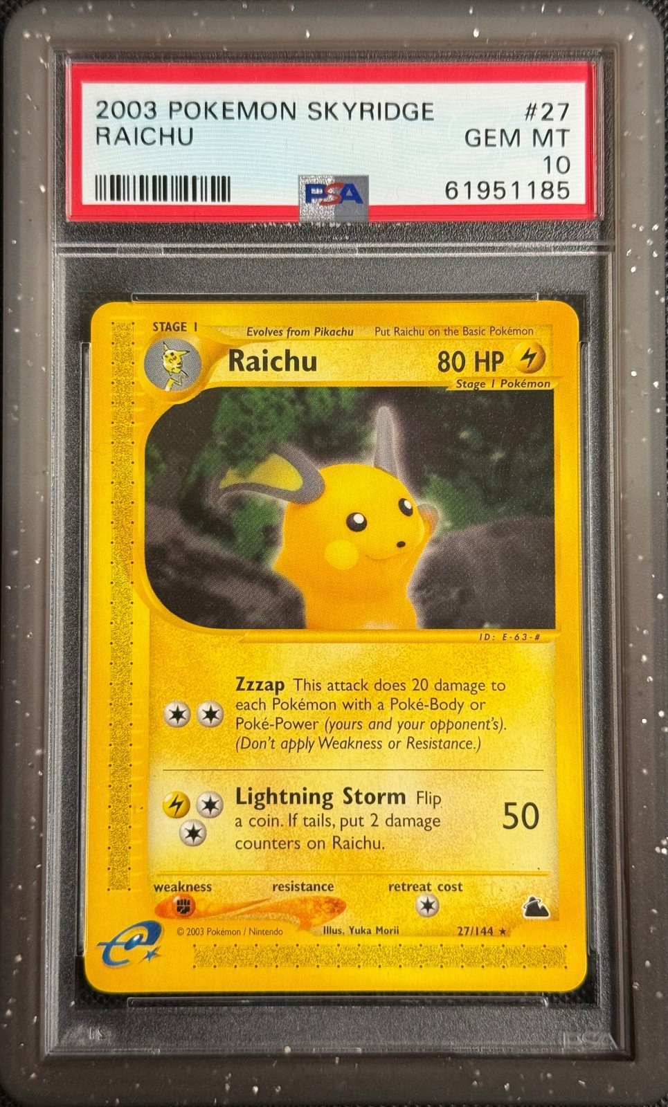 Pokemon Card Raichu 27/144 PSA 10 WOTC Skyridge GEM MINT