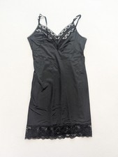 Ashley Taylor Vintage Women's Slip Dress Size 36 Black Nylon FLAWS