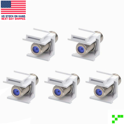 5-PACK - Keystone Jack Insert/Coupler Type: Coax F-Type 2.4Ghz HIGH SPEED  White