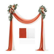 Uimoso Artificial Wedding Arch Flowers Kit Orange With 2pcs Flowers 2pcs Drapes