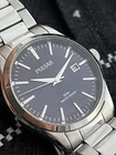 Pulsar (Seiko) Mens 50M Date Stainless Steel Diver Silver Blue Vintage