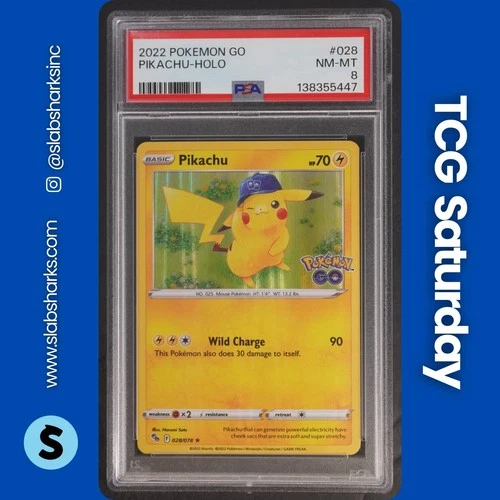 2022 POKEMON SWSH POKEMON GO #028/078 PIKACHU HOLO RARE PSA 8