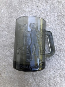 Vintage McDonald’s Smoke Grey Glass/Mug Ronald McDonald Throwing Football 1970s