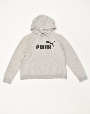 Puma Damen Graphic Hoodie Pullover UK 14 Large Grau Baumwolle CH13