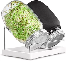 Seed Sprouting Jar Kit - 2 Wide Mouth Mason Jars with 316 Stainless Steel Sprout