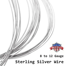 Solid Sterling Silver Wire Round Half Hard Standard 8-12 Gauge 12 inch Lengths