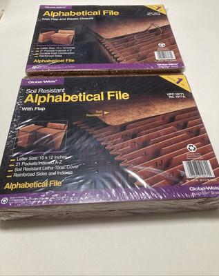 Lot of 2 Globe-Weis, Alphabetical File W/ Flap, #19171,  & 18171 New Sealed