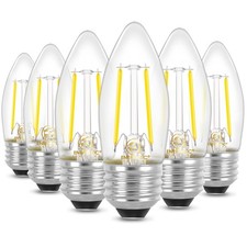6 PCS 4W 40W Eq B10 B11 LED Filament Bulb E26 Candelabra 5000K 300 Lumens