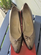 Salvatore Ferragamo Leather Sli on Heels Pumps Women Size 9B Italy Office