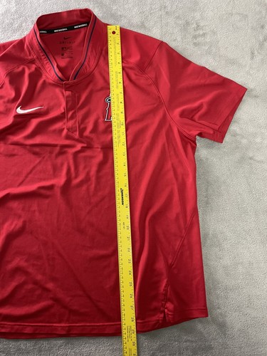 Nike Baseball Dri Fit Los Angeles Angels MLB Polo Shirt Mens Red Size XL Snaps - Picture 7 of 12