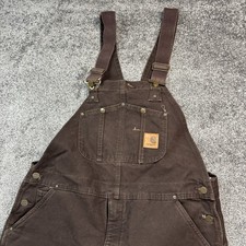 Vintage Carhartt Bib Overalls Mens 40x32 Brown Canvas Quilted Insulated R27 DKB
