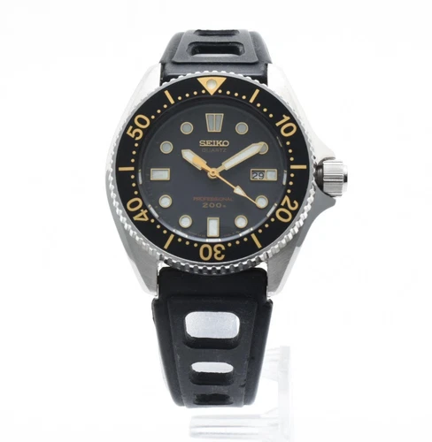 Vintage [NEAR MINT] SEIKO 2A22-0170 200m Black 33mm Diver Quartz Unisex Watch JP