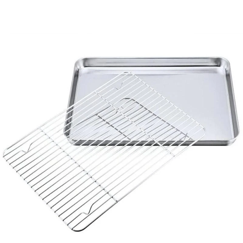Stainless Baking Tray Set Removable Rack Oven & Bbq Dishwasher Safe