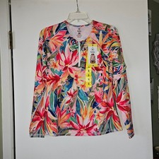 HURLEY UPF50 Rash Guard Swim Top Bright Floral Size Small NWT