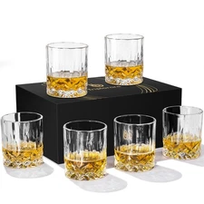 Whiskey Glasses Set of 6, 11 OZ Old-Fashioned, Rum & Scotch Glasses