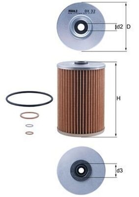 MAHLE Ölfilter OX 32D Filtereinsatz für MERCEDES W460 KLASSE W463 W114 C123 W111
