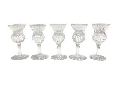 EDINBURGH CRYSTAL THISTLE CORDIAL GLASSES SET 5 w 2 SET AVAIL VTG ACID ETCH MARK
