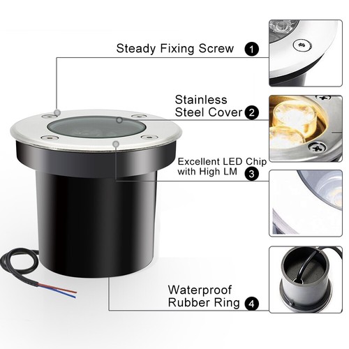 4PCS LED In Ground Well Lights Outdoor Garden Yard Landscape Light 6000K 12V 5W - Picture 7 of 16