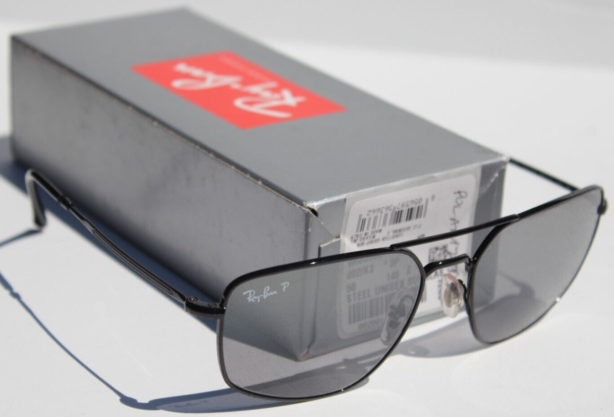 RAY-BAN RB3666 POLARIZED Sunglasses 002/K3 56 Black/Gray Mirror