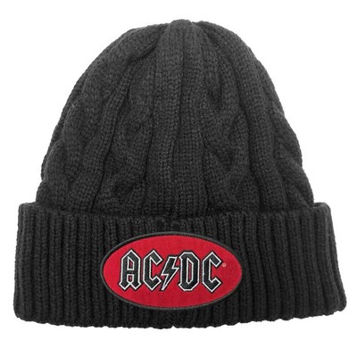AC/DC Oval Band Logo Cable Knit Beanie Hat | eBay