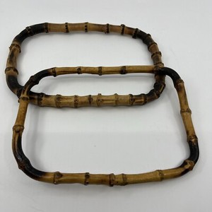 Vtg Wood Handles for Handbag Purse Bermuda Style Bamboo Rectangle 7”x5”