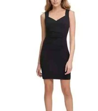 Guess Scuba Crepe Sweetheart Neck Sheath Dress, Black, 14