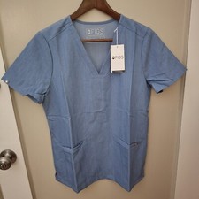 NWT FIGS Women  s Casma Three-Pocket Scrub Top in Heather Indigo Size S 1 4602