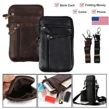 Men Women Leather Fashion Belt Bag Phone Shoulder Crossbody Waist Pack Handbag