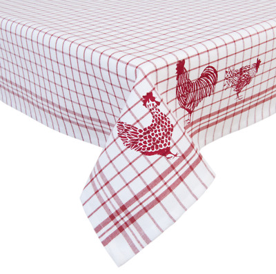 Clayre & Eef Tischdecke 100 x 100 cm Baumwolle kariert Country Side Chicken