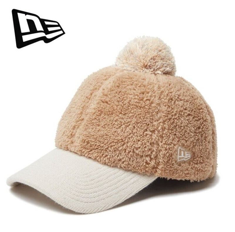 NUEVA ERA Golf Mujer 9THIRTY Pompón Visera Larga Visón Vellón Gorra Camel 14326210