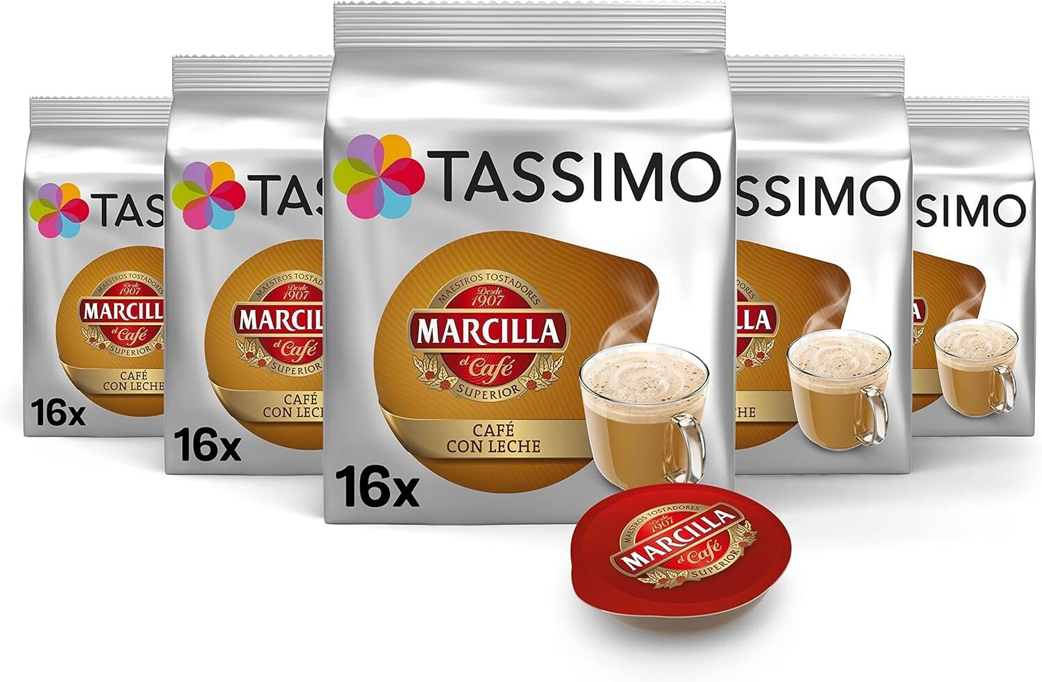 Tassimo Marcilla Café Con Leche Capsules | 80 Capsules 5 PACK