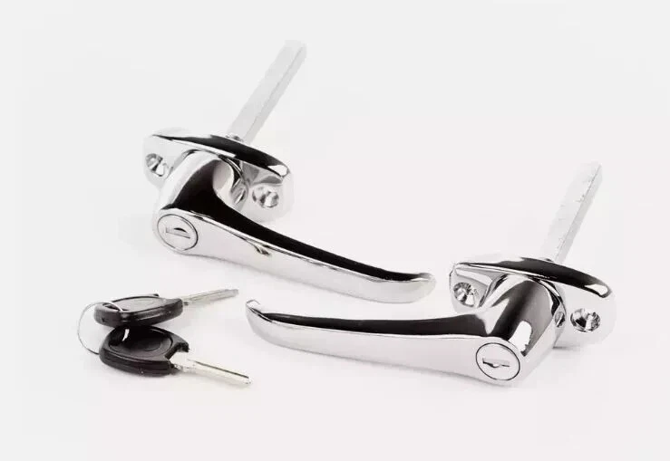 Par de palancas de manija de puerta cromadas para Jeep CJ7 1976-80 con puertas de acero completas Foto 2 de 2