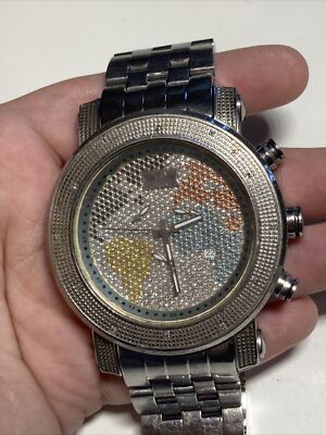 TECHNO DIEZEL Chronograph Calendar All Stainless Steel w/ Diamonds Swiss Watch