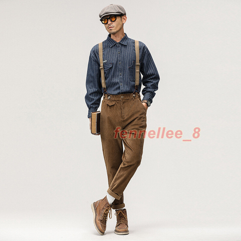 ボトムス Misha&Puff / Corduroy Suspender Pant British Mens Vintage Corduroy Overalls Suspenders Trousers Casual