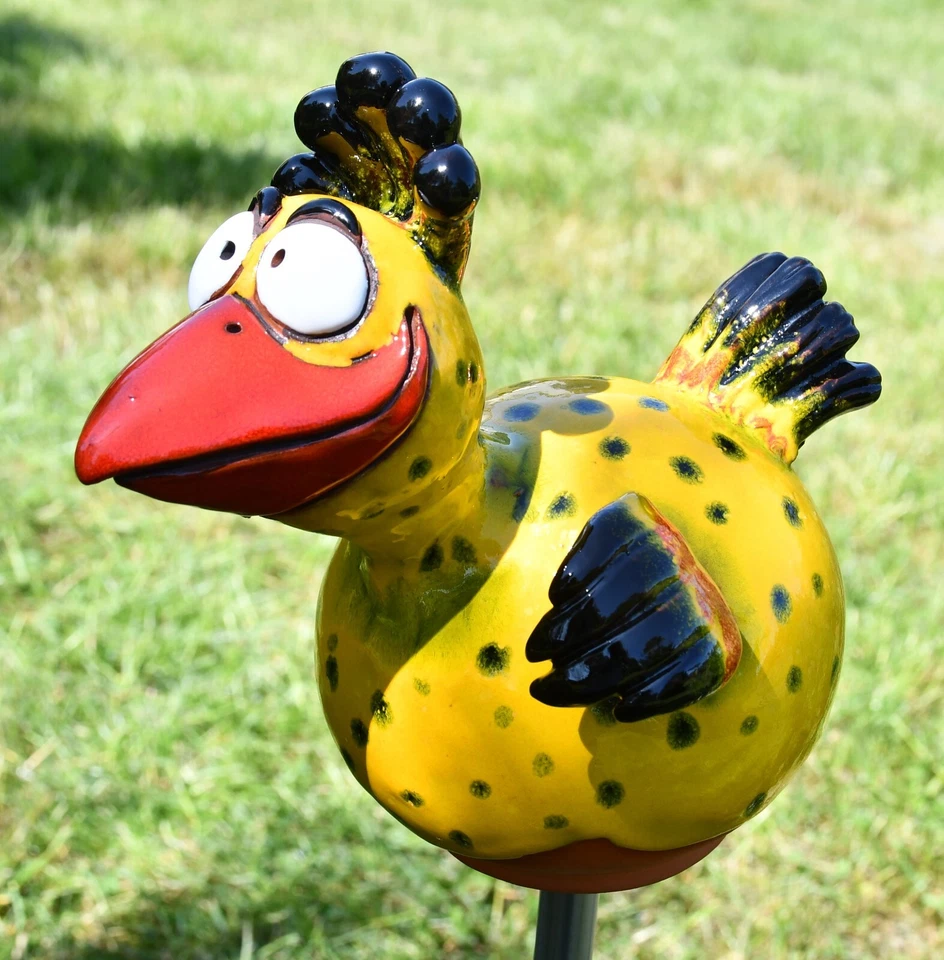 Bola de Jardín Cerámica Decoración Estatua Pájaro Colorido H21cm Midene Hecho a Mano Foto 2 de 4