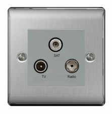 BG Nexus NBS67 TV/FM/Satellite Triplexer Aerial Socket (Brushed Steel)