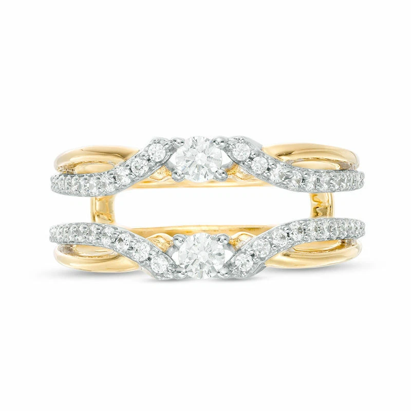 1/2 CT. Natural Diamond Crossover Solitaire Enhancer Wrap Ring 10K Two-Tone Gold - Image 3 of 4