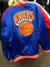 NEW YORK KNICKS NBA SATIN JACKET MITCHEL  NESS  MENS  BIG LOGO ROYAL/ORANGE