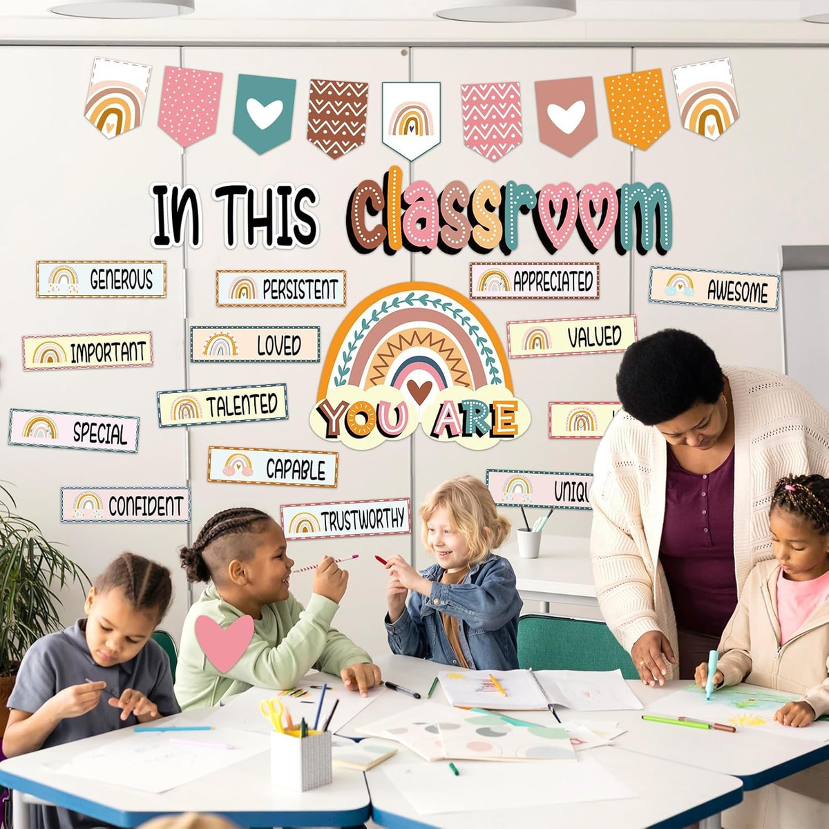 31 Pcs Bulletin Board Decorations Set Boho Classroom Martinique