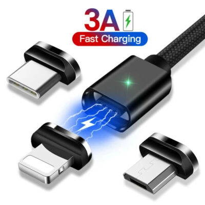 Magnetic Type C Cable Fast Charger Micro USB Charging Data For Samsung Xiaomi - Image 1 of 4