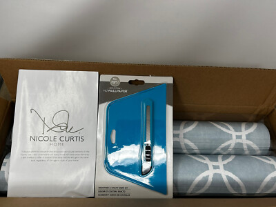 Nicole Curtis NuWallpaper Blue Links Peel & Stick Wallpaper (2 Pk) + Utility Kit