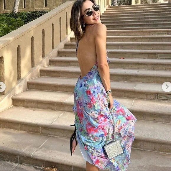 ZARA BLOGGERS FAVE HALTER BACKLESS RUFFLE MULTI COLOR MAXI DRESS SIZE L NWT | eBay ZARA BLOGGERS FAVE HALTER BACKLESS RUFFLE MULTI COLOR MAXI DRESS SIZE L NWT | eBay