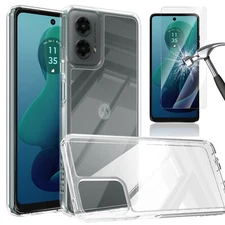 For Motorola Moto G 5G 2024/2023 Clear Case Shockproof TPU Cover/Tempered Glass